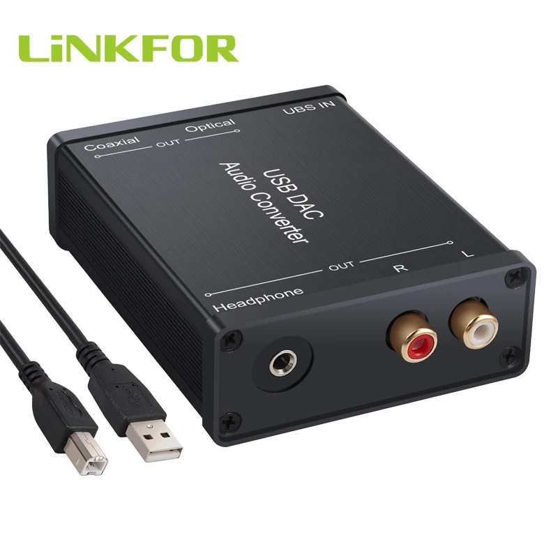 

USB-преобразователь аудиосигнала LiNKFOR DAC USB в коаксиальный SPDIF RCA и разъем для наушников 3,5 ММ Оптический аудиоадаптер для Windows Mac PS4 PS3