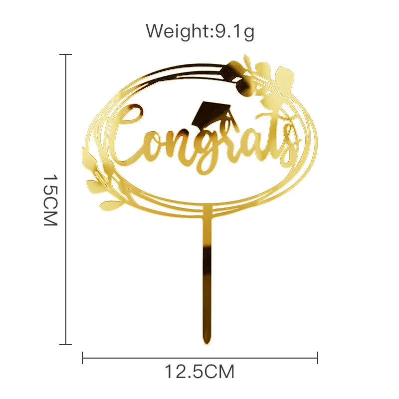 

New Acrylic Graduation Season Cake Topper Gold Congrats Baking Cake Topper for Student Graduation Party Cake Decoration Supplies