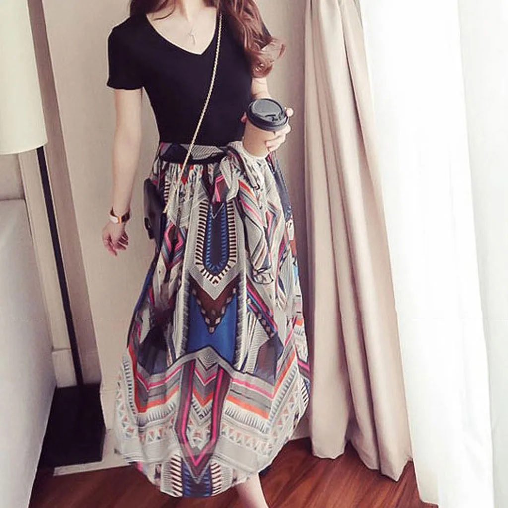 Женское летнее платье с коротким рукавом разрезом | Женская одежда