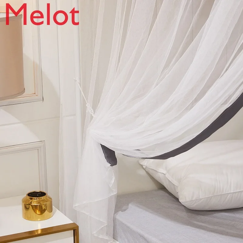 

High-End Luxury Dust-Proof Top Floor-Standing Square Top Palace Style Mosquito Net Three-Door Princess Mosquito Net Household