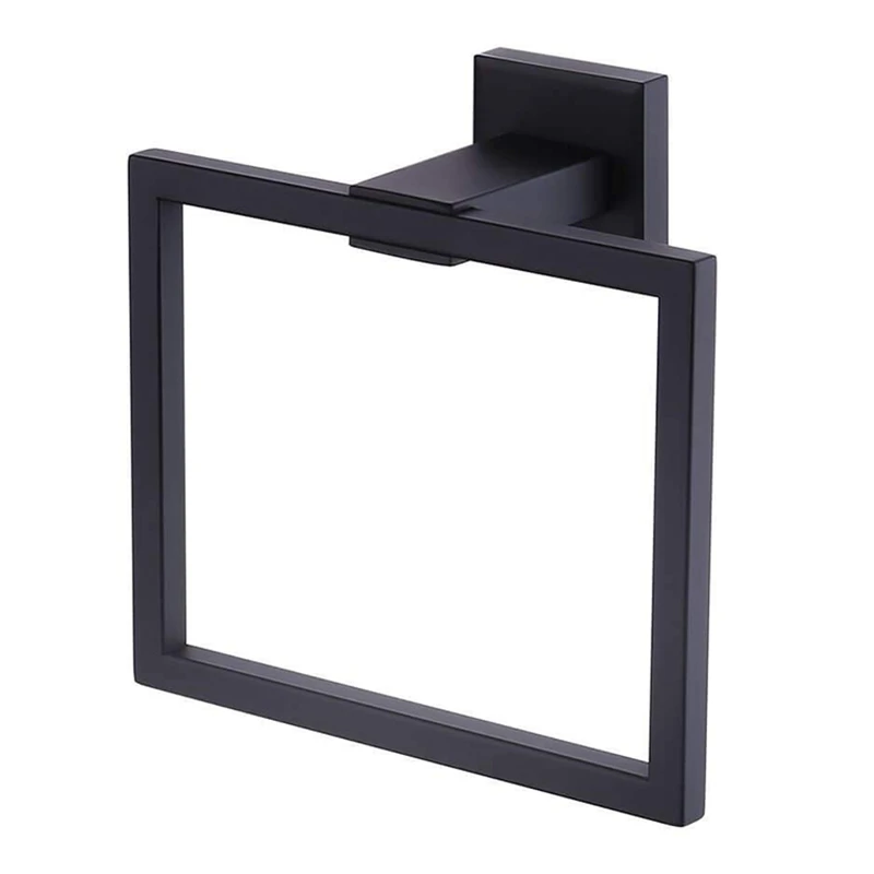 

304 Stainless Steel Towel Hanger Bathroom Towel Dispenser Modern Square Wall-Mounted Towel Rack Storage Shower Rack Matte Black