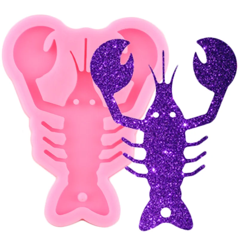 

Shiny Glossy Lobster Silicone Mold Epoxy Resin Keychain Molds Polymer Clay Pendant Mould Necklace Charms Making Jewelry Moulds