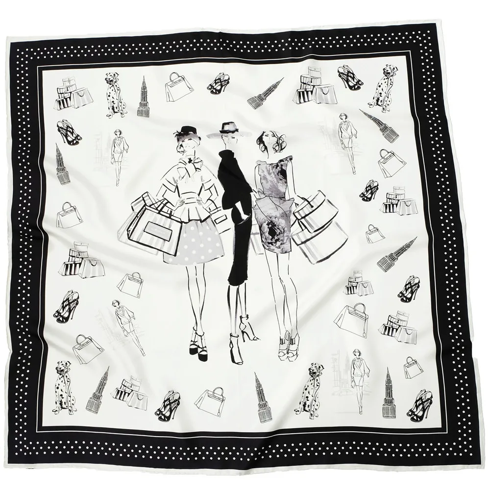 

90*90cm Fashion Ladies Fashion Silk Scarf European and American Silk Twill Large Square Scarf Silk Scarf