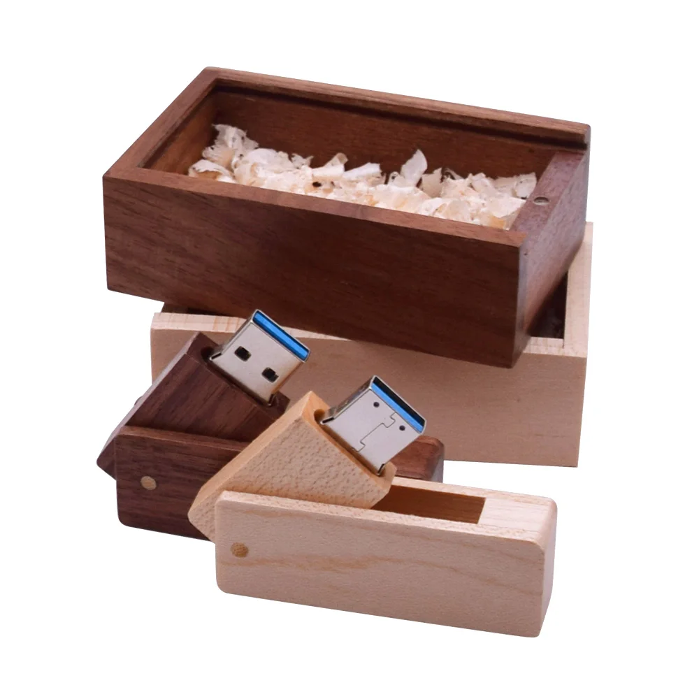 Деревянный поворотный флеш накопитель Usb 3 0 + коробка 8 ГБ 16 32 64 ГБ|USB