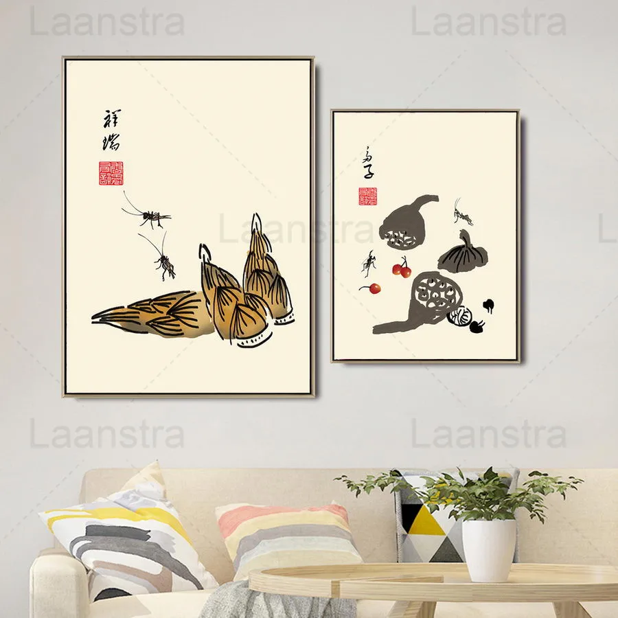 Декор для дома в китайском стиле картина с цветами лотоса мультяшный настенный