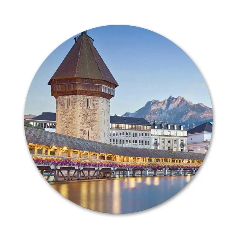 Люцерн озера и флага Швейцарии роскошный гибридный значок брошь заколка