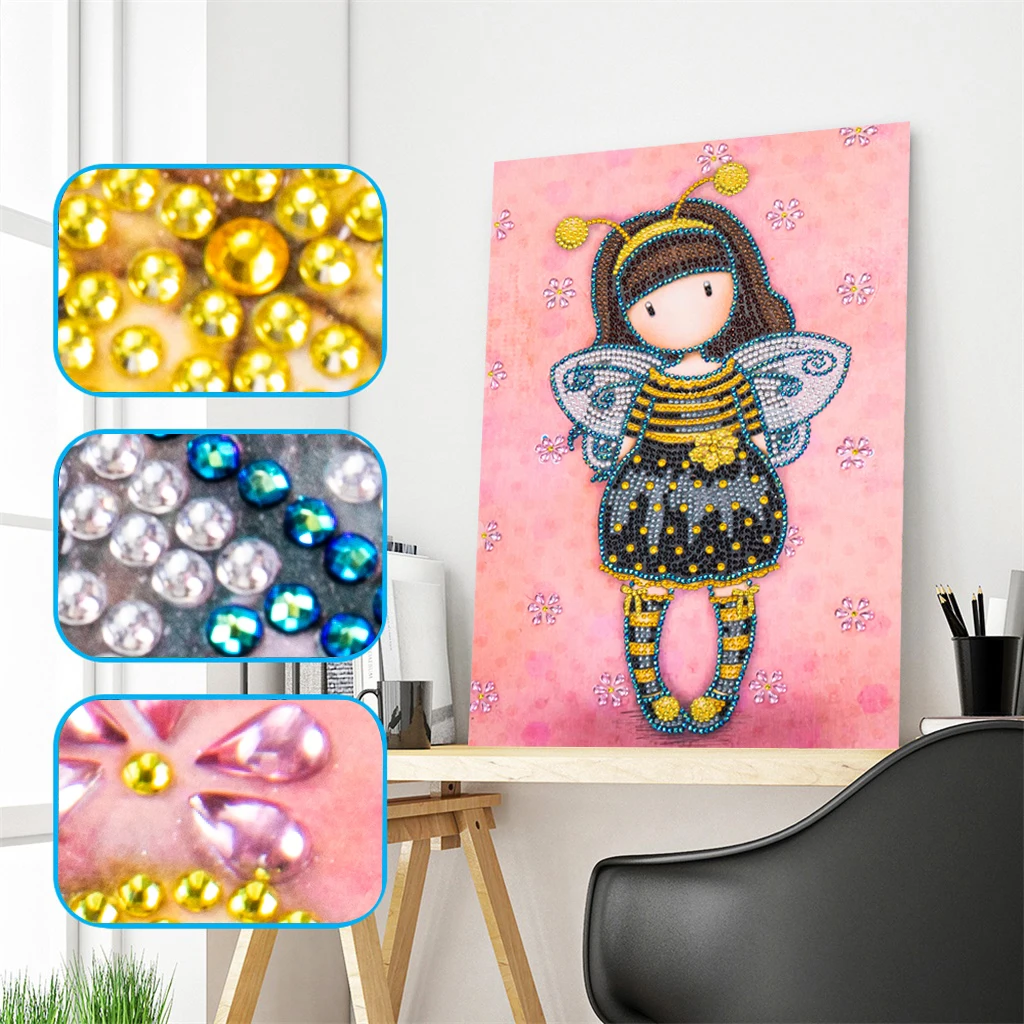 

Набор для вышивки крестиком 5D «сделай сам», алмазная живопись особой формы с изображением мультяшной девушки, домашняя настенная декорация...