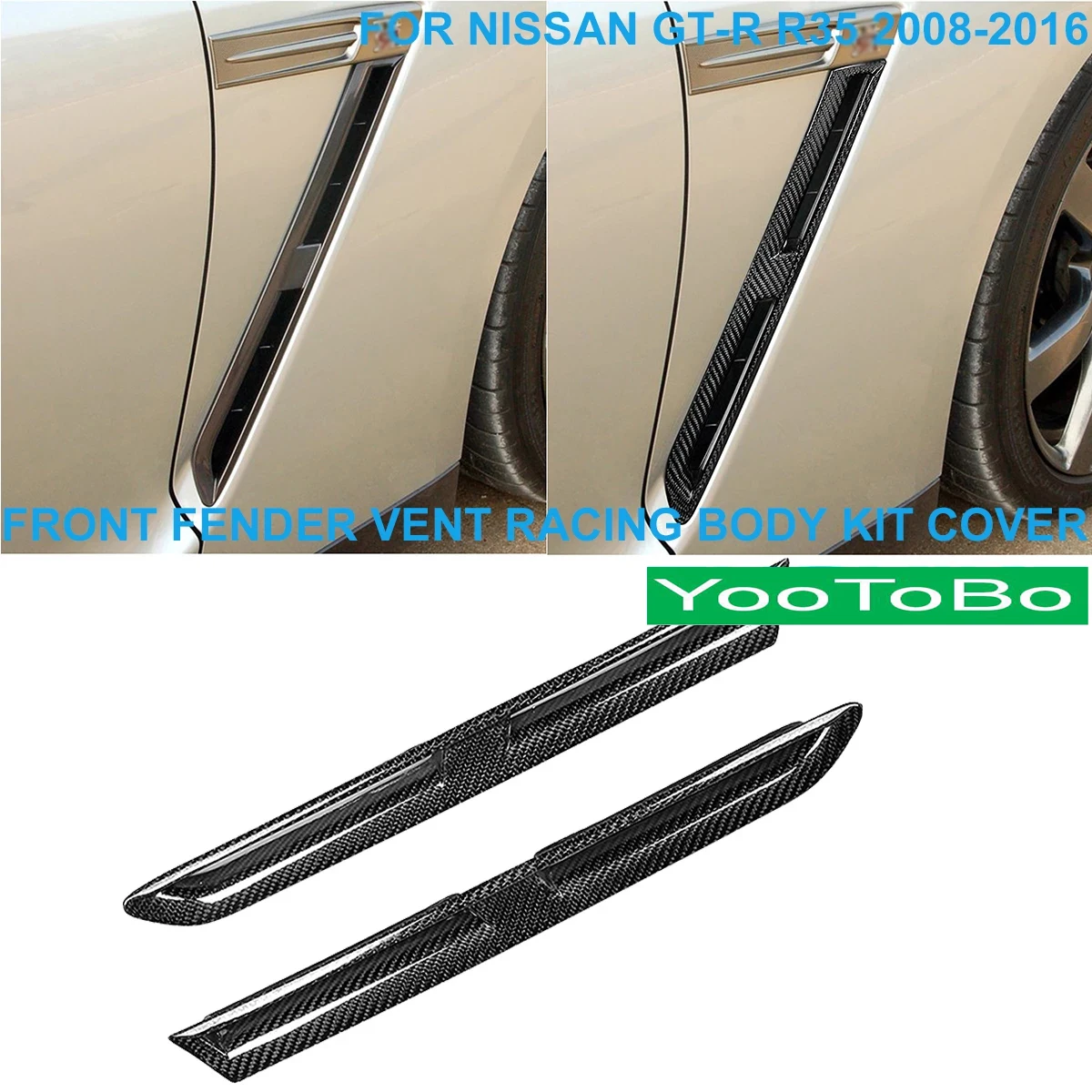 

LHD RHD Car Styling Real Carbon Fiber Front Fender Vent Arch Flare Racing Body Kit Cove Trim For Nissan GTR GT-R R35 2008-2016