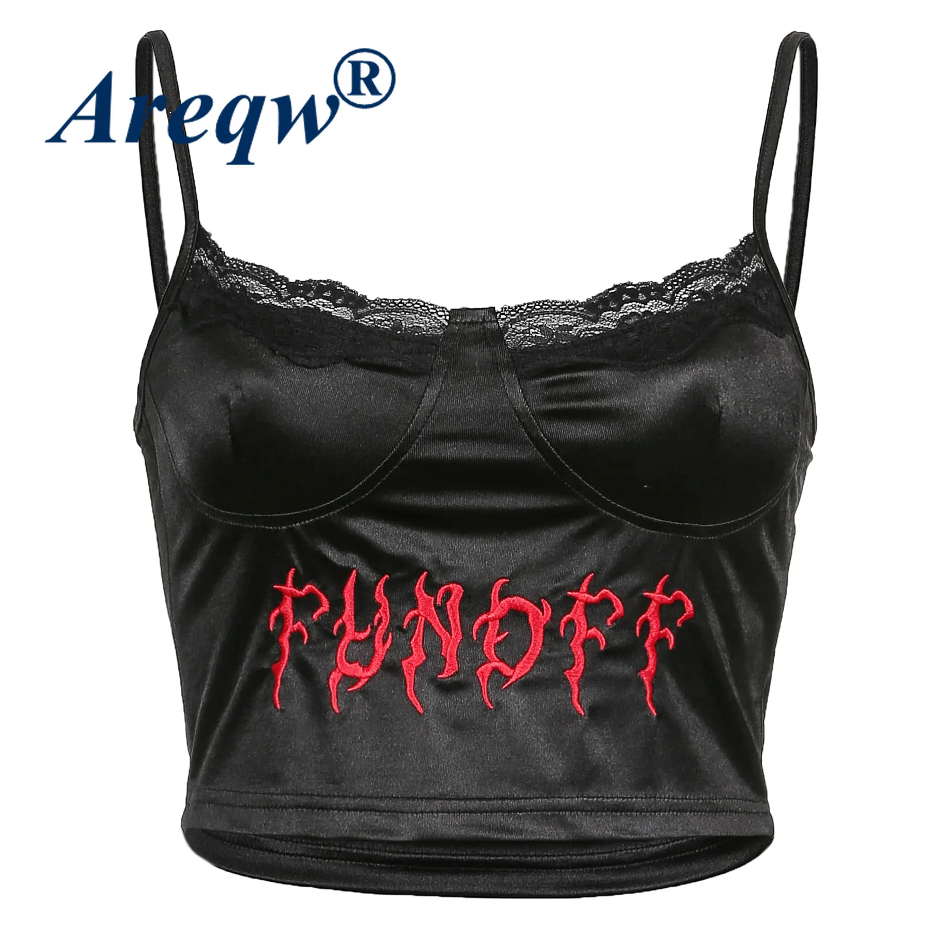 

2021 New Women's Dark Letter Embroidery Lace Stitching Halter Camisole Women's Inner Base Coat