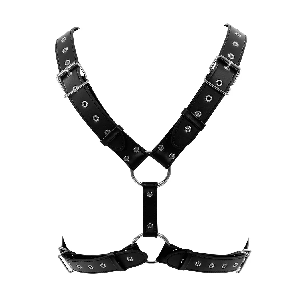 

Gothic Style Leather Lingerie Vest Harness Men Rave Sword body Punk Black Costumes Bondage Goth Wear Adult Mens Waist Belt