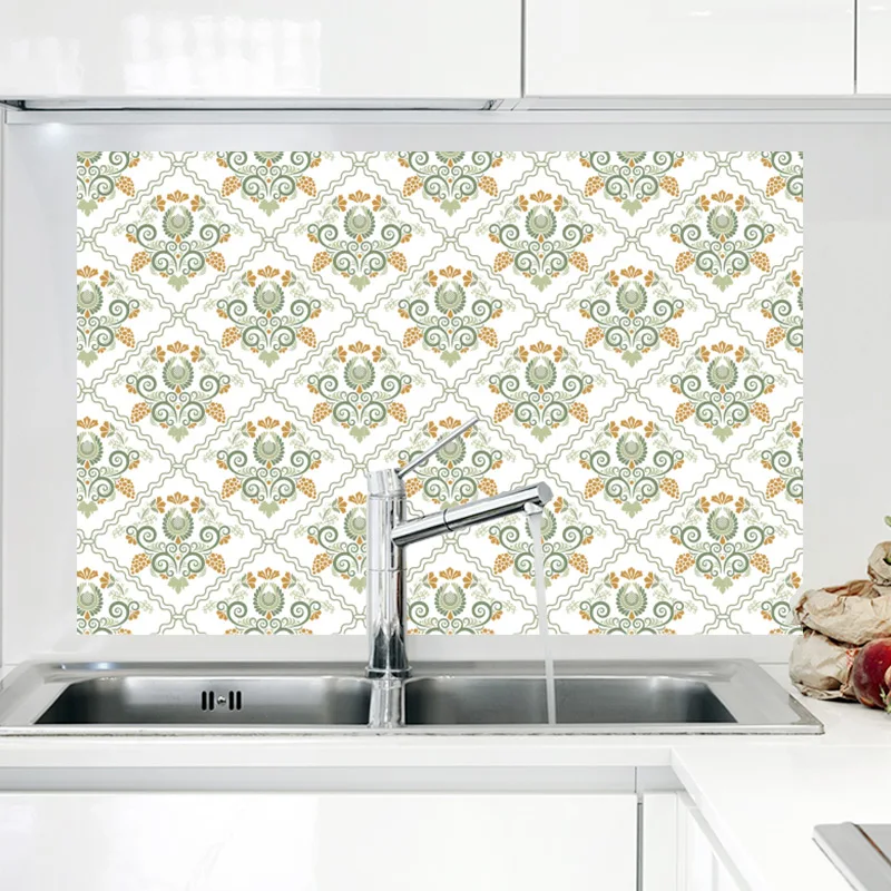 

DKtie60x90cm kitchen oil proof wall stickers high temperature resistant waterproof tile cabinet range hood refurbished wallpaper