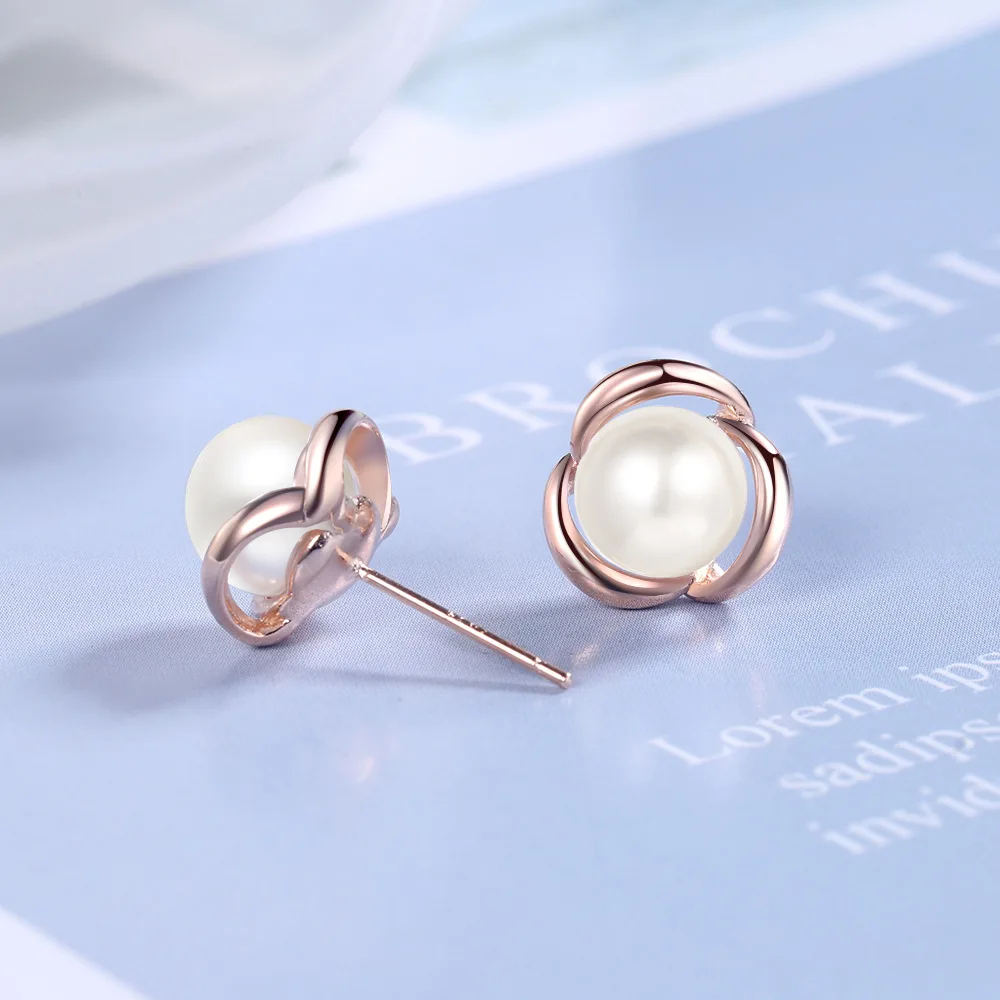 

DI-417 Small all-match pearl earrings simple and cold wind rose gold earrings Korean female jewelry gifts
