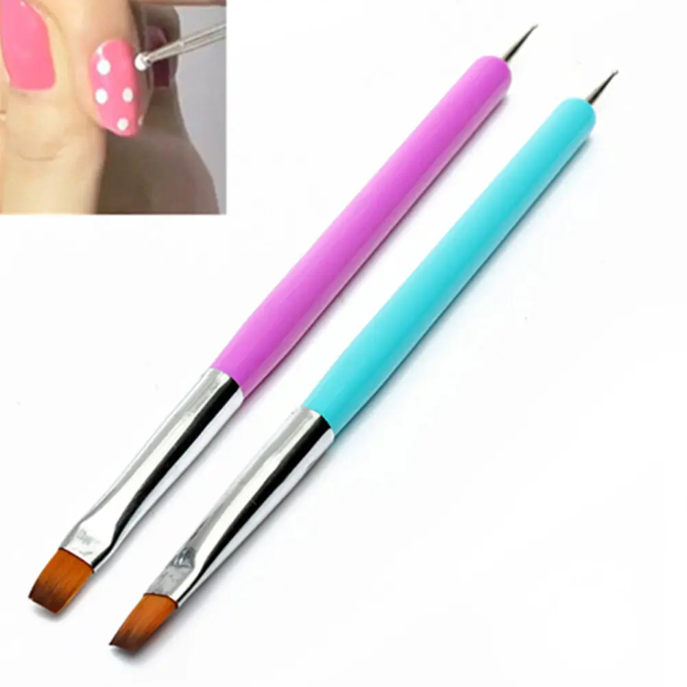 

2-Ways Nails Art Pen Painting Dotting Acrylic UV Gel Polish Brush Liners Tools