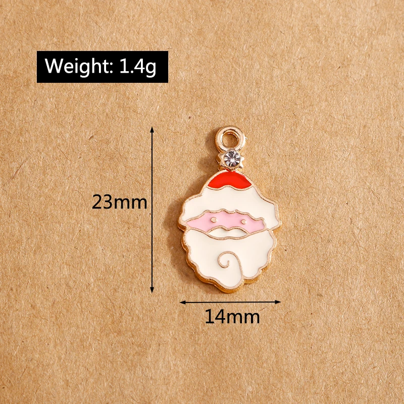 

10pcs 14*23mm Christmas Pendant Enamel Santa Claus Charms Lucky Charms for Necklaces and Bracelets Jewelry Making DIY Findings