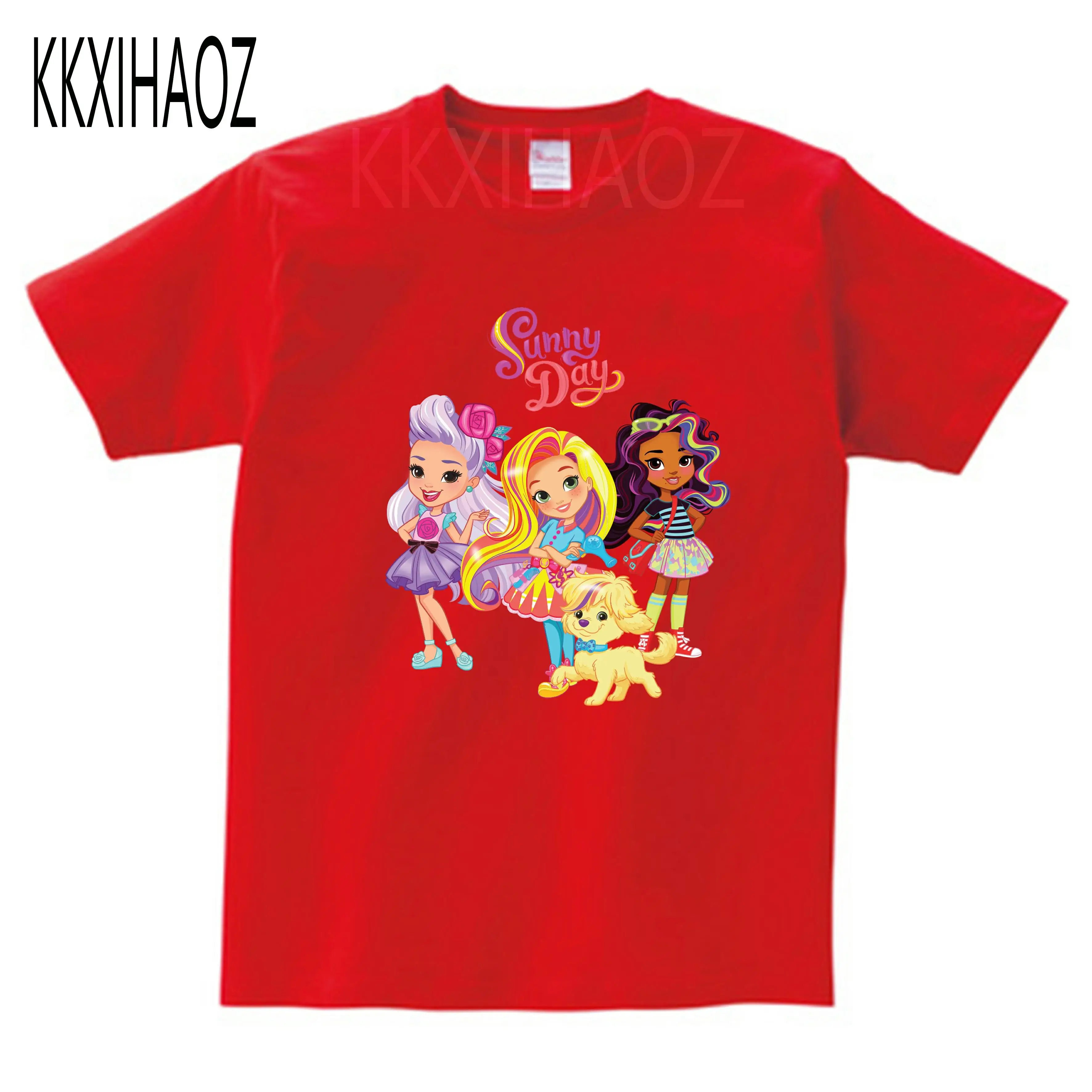 

Girl favorite animation in sunny day baby girls T shirt summer Pure Cotton Short Sleeve tee girls Lovely tee 2020 Newest tee MJ