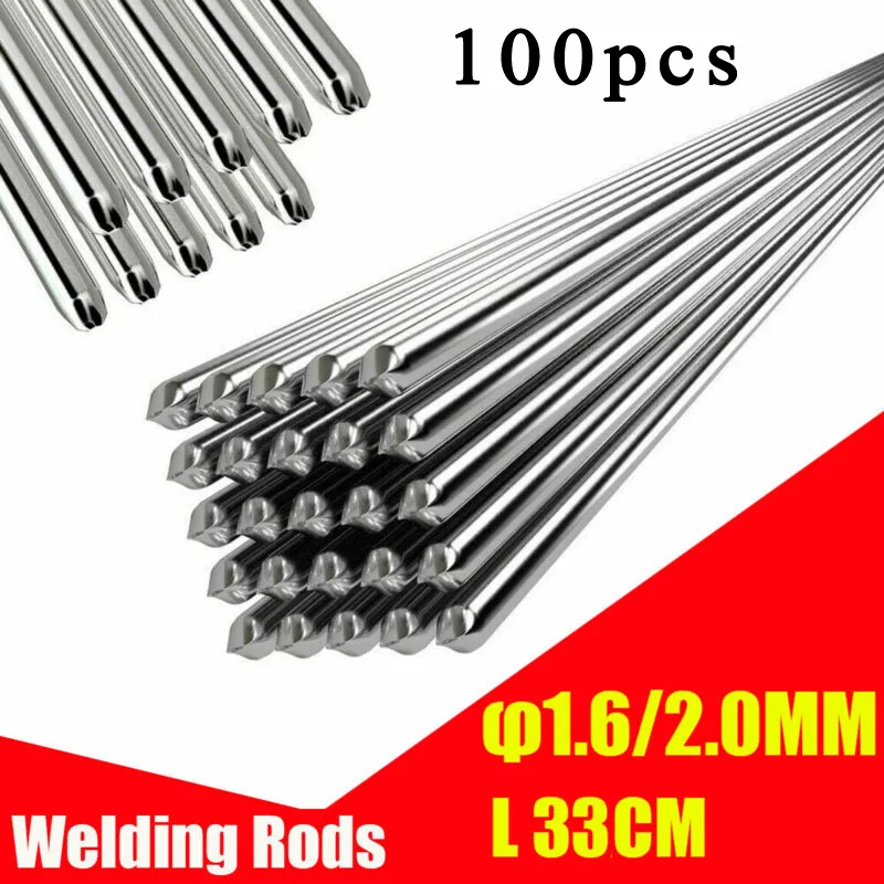 

100pcs 1.6mm/2mm *330mm Welding Rods Wire Brazing Repairing Fixing Aluminum Electrode Soldering Rod Solder Powder Welding Rod