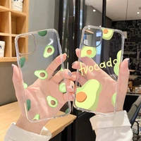 avocado aesthetic gteen fruit phone case for iphone 13 12 11 8 7 plus mini x xs xr pro max transparent soft