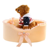 cute lace round pet dog bed thick kennel in autumn and winterremovable and washable warm pet sofa cushion dog supplies pet bed