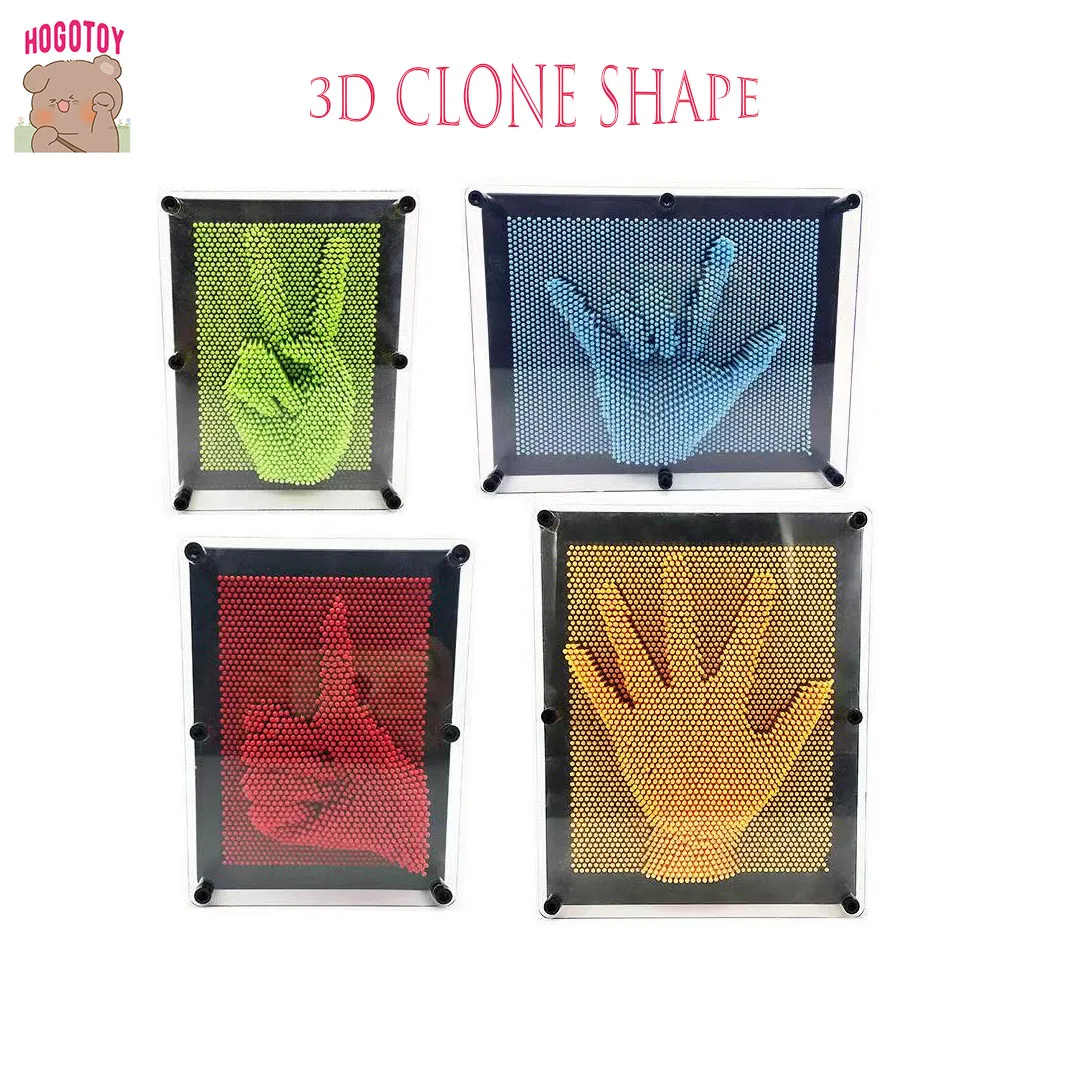 

3D Clone Shape Pin Art Shoumo Colorful Needle kids Get Face Palm Model three-dimensional Clone Pinart Plastic Toy Funny art Game