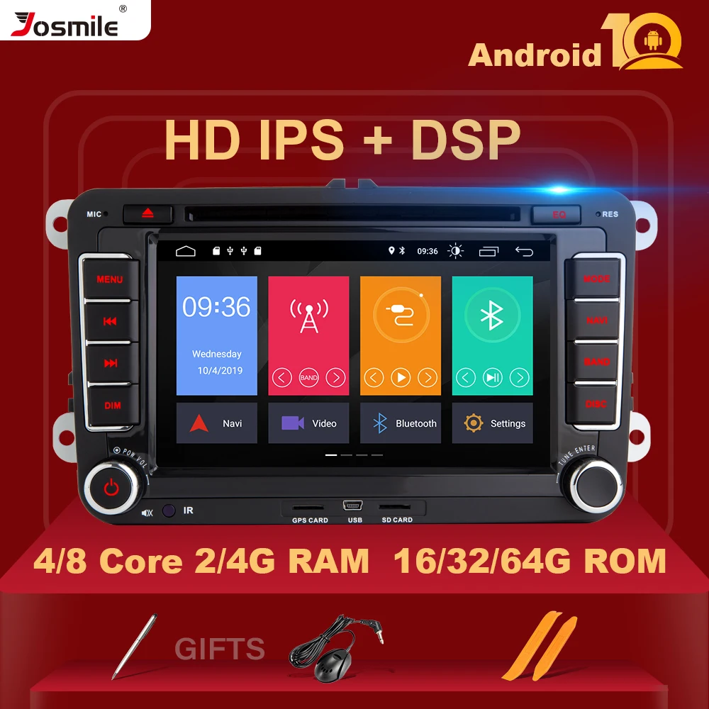 Мультимедийная система для авто 4 Гб 2 Din Android 10 Amarok Volksagen VW Passat B6 golf 56 Skoda Octavia Superb 2Seat