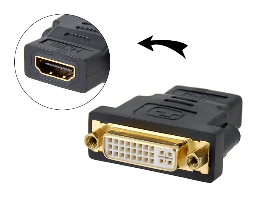 Адаптер HDMI совместимый с F на DVI адаптер родительский позолоченный черный золотой
