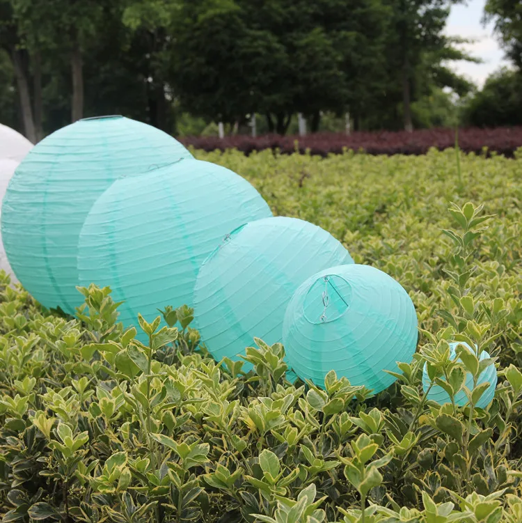Светильник-голубой Круглый Китайский бумажный фонарь 4-6-8-10-12-14-16 дюймов подвесной