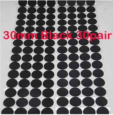 30mm black 30pair Сильный само липучками клейкая лента 10/15/20/25/30 мм липучками горошек Стикеры на застежке-липучке; цвет белый, черный; Круглый нейлон грудь лента 50P - Цвет: 30mm black 30pair