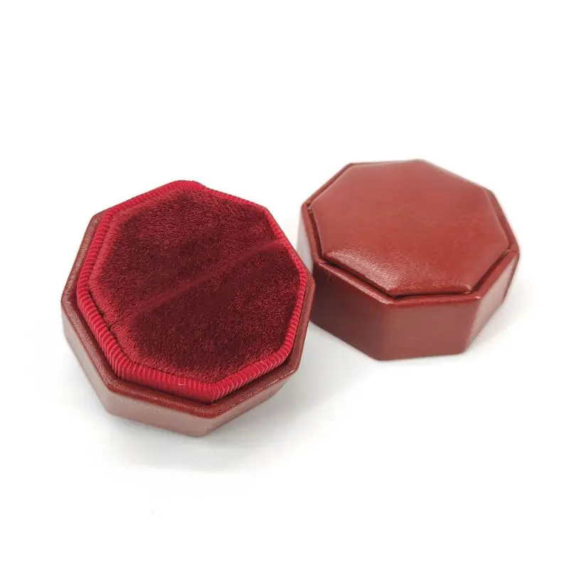 

Antique Hexagon Velvet Ring Box Single Ring Display Holder with Detachable Lid Ring Box Holder
