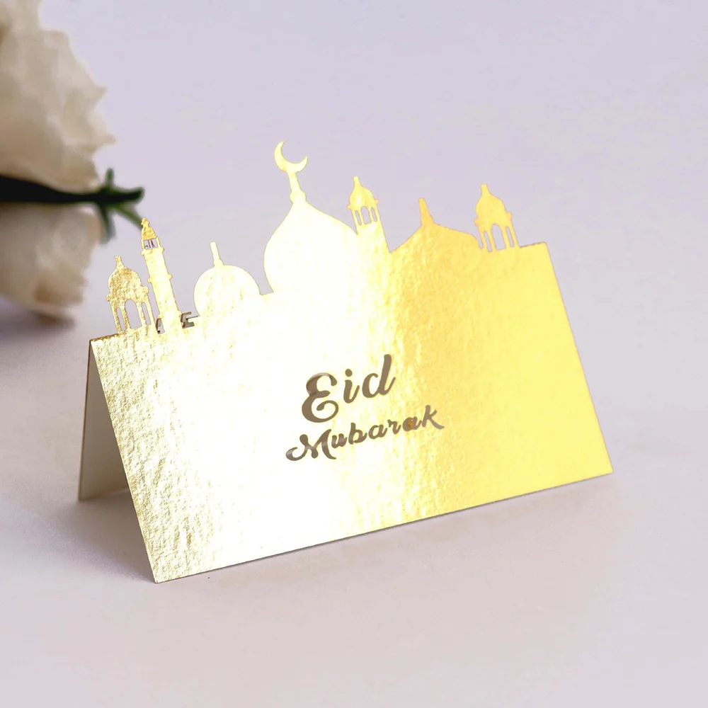 50 шт./лот Eid Mubarak лазерная пустотелая зеркальная карточка для мусульманского