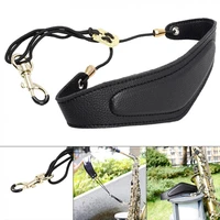pu leather adjustable saxophone neck strap with brass steel hook add cotton strap for saxophone