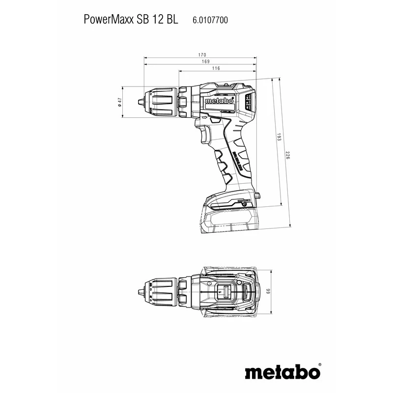 Дрель-шуруповерт METABO PowerMaxx SB 12 BL 2Ач с двумя аккумуляторами (601077500) | Инструменты