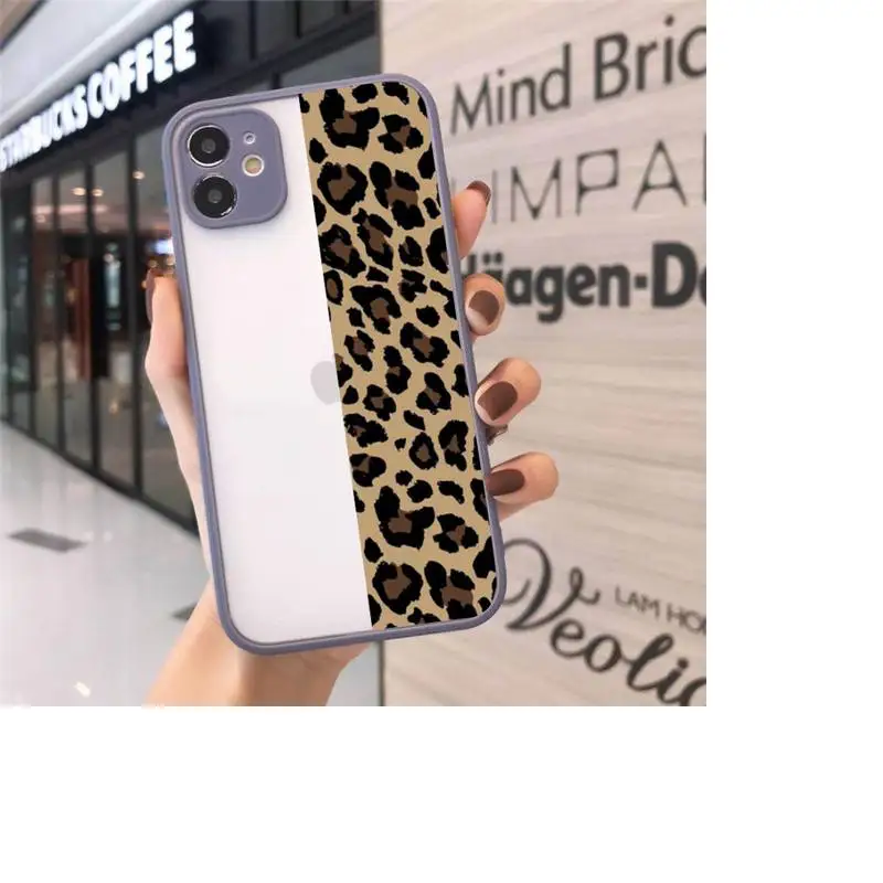 

Fashion beautiful Leopard Print Phone Case For iPhone 12 11 Mini Pro XR XS Max 7 8 Plus X Matte transparent Gray Back Cover
