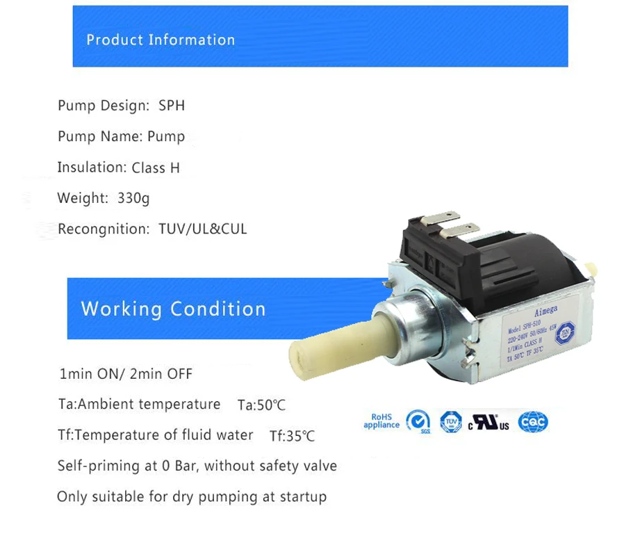 AC 220 V-240 V 45W 9bar электромагнитный водяной насос паровой утюг насос для Паровая швабра/Кофе машина/Мелкая бытовая техника