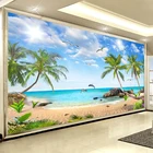 Пользовательские 3D фотообои пляж морской пейзаж Кокосовая настенная живопись Современная для спальни гостиная фон роспись Papel De Parede