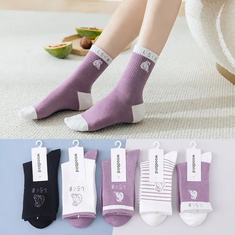 

Новинка весна-осень 2021 женские носки весна-осень женские повседневные носки в Корейском стиле в японском стиле колледжа в полоску с фиолето...