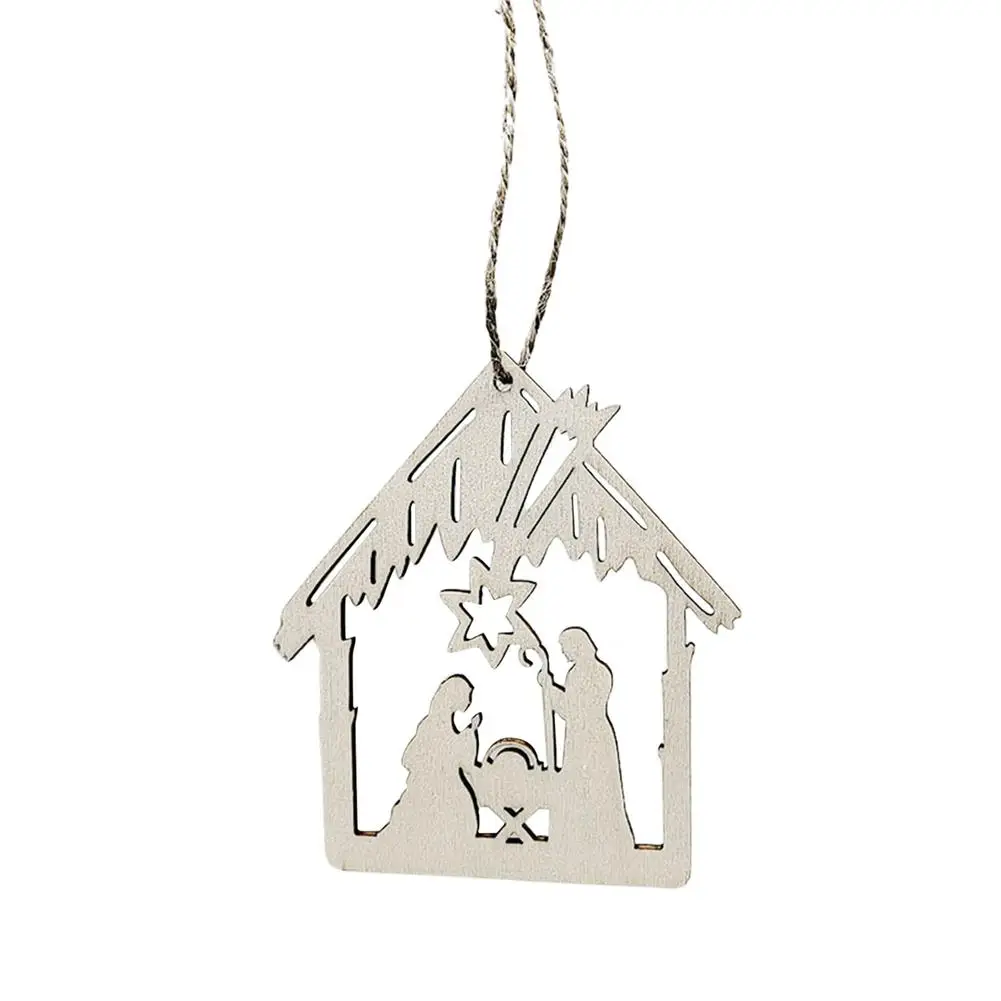 

Wooden Jesus Advent Candlestick Star Classic Christmas Pendants With String For Home Party Holiday Christmas Trees Ornaments