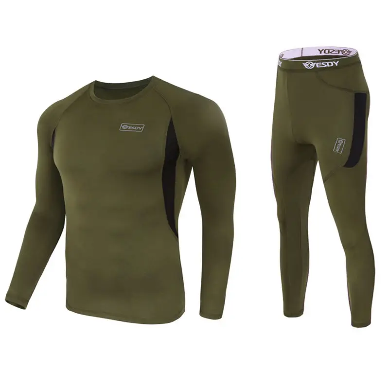 Outdoor sports thermal underwear tactical suit stretch fitness suit Fleece Jacket Fleece Pants