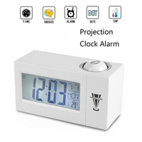 lcd screen digital led projection alarm clock calendar temperature humidity wake up snooze function table desk clock night light