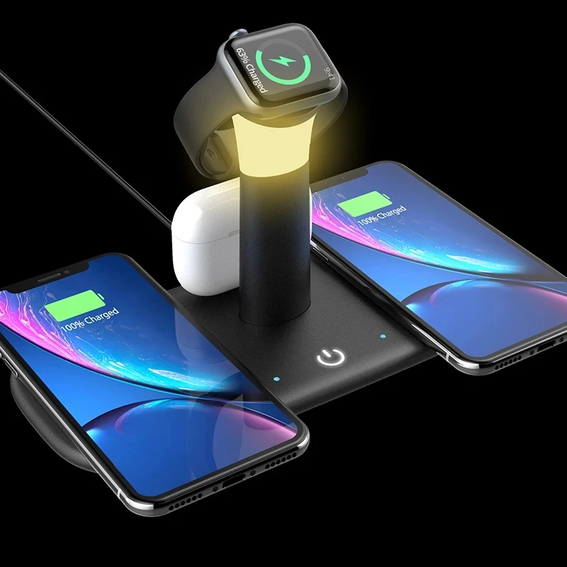 Беспроводное зарядное устройство Qi 5 в 1 15 Вт для iPhone 12 Pro Max Mini Xiaomi Samsung Huawei