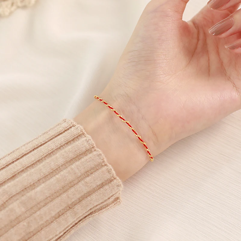 925 пробы серебро красный веревочный браслет женский Ins с особыми интересами