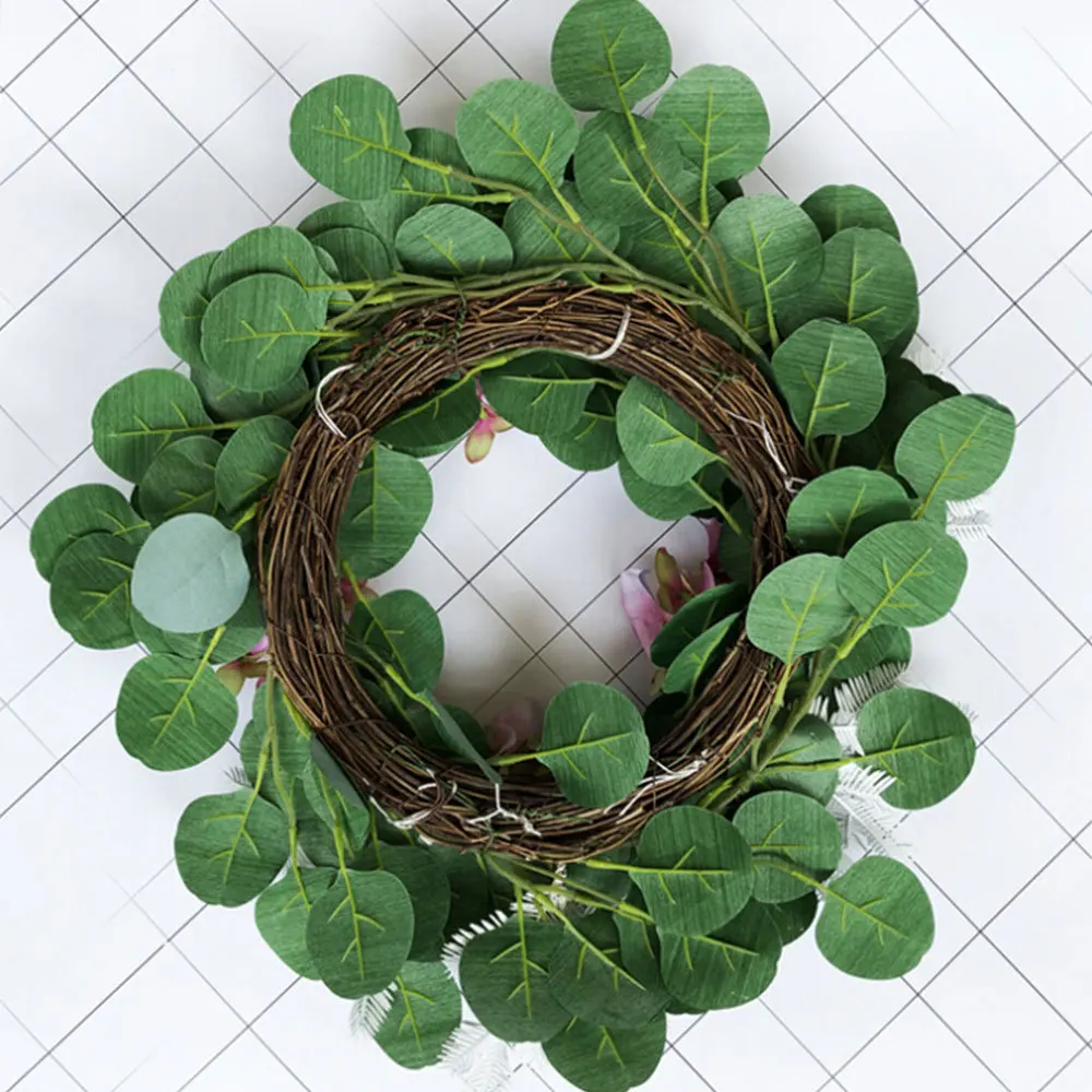 Искусственные цветы венок с растениями Настенный декор Круглый сердцем
