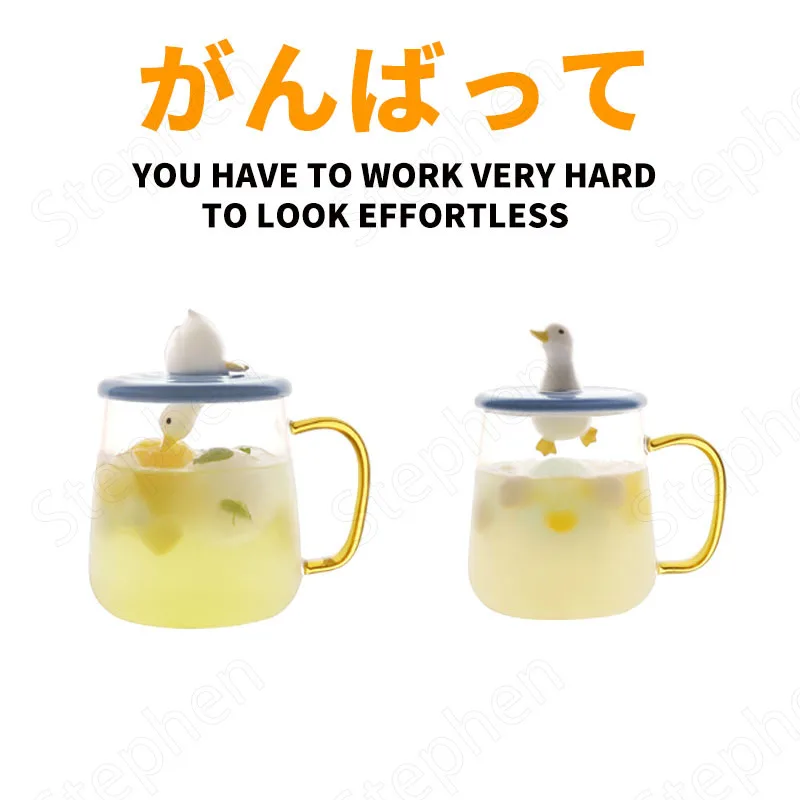 

Creativity Duck Coffee Mugs Nordic Modern Drinking Glasses Golden Handle Fruit Tea Cup Coffee Table Desktop Juice Cups Drinkware