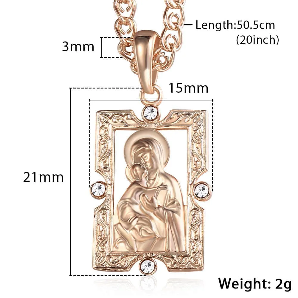 Davieslee женское мужское ожерелье с квадратным кулоном Mary 585 розовое золото