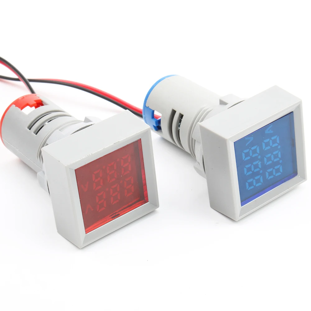 Мини цифровой квадратный Вольтметр Амперметр 22 мм переменного тока в 50-500V 0-100A