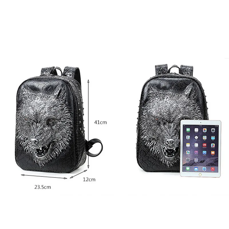 Модный рюкзак мужские рюкзаки женский с 3D принтом волка школьные сумки для