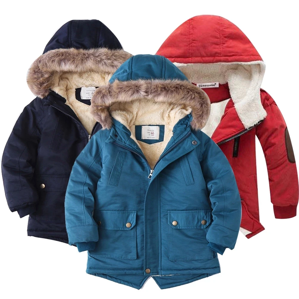 Teenager New Winter Jackets For Boys Clothes Long Sleeve Hooded Girls Coats Children Clothing Baby Coat Fur Warm Kids Outerwear