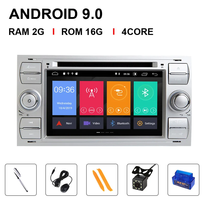 9.0 16 ROM OBDCAM 2 din Android 9,0 Автомагнитола для Ford Focus 2 3 mk2 Ford Fiesta Mondeo 4 C-Max S-Max Fusion Transit Kuga мультимедиа dvdNavigation - Цвет: 9.0 16 ROM OBDCAM