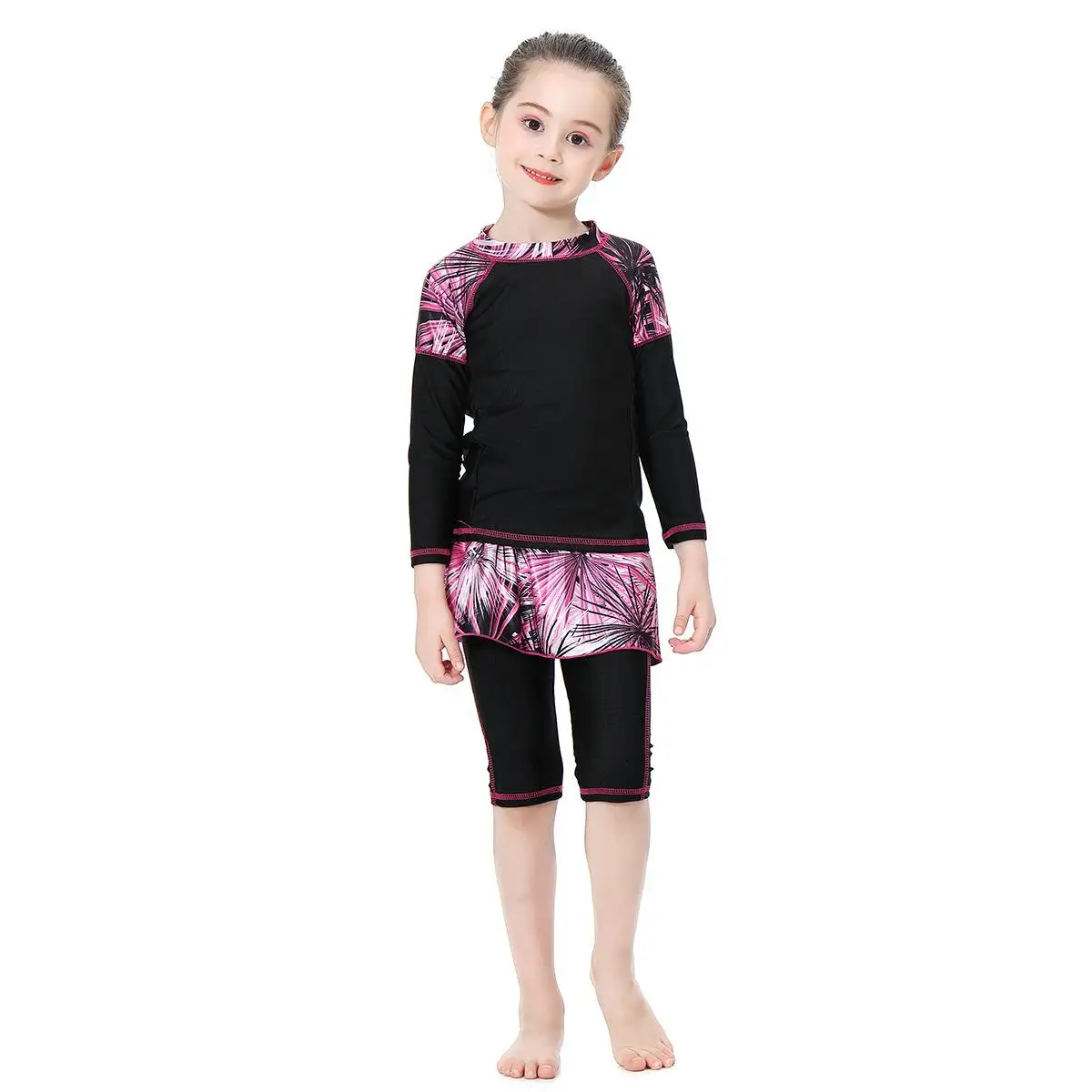 

3PCS Kids Girls Muslim Modest Swimwear Islamic Arab Swimsuit Beachwear Swim Sets Bathing Suits Full Cover Arab Clothing Fashion