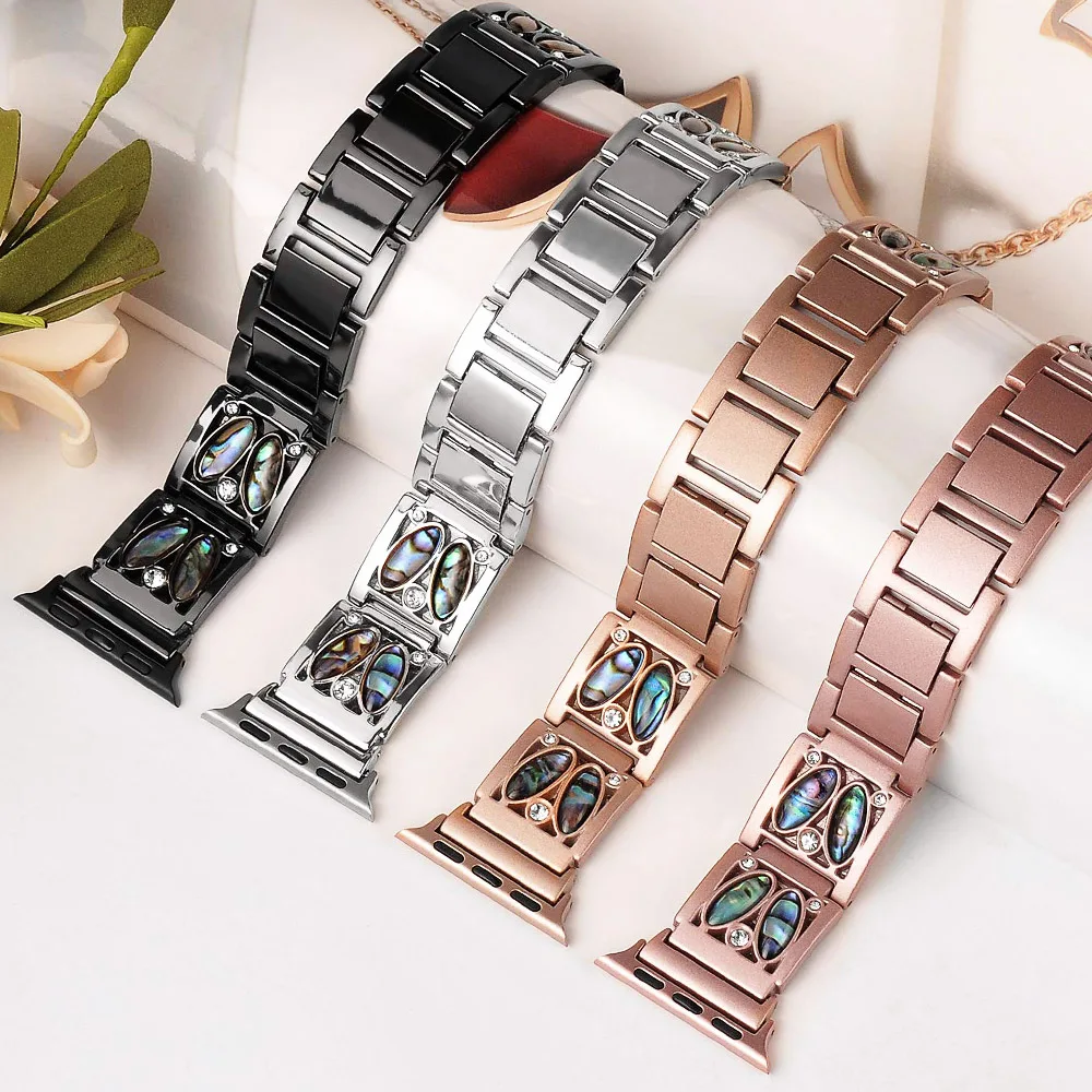 Женский элегантный браслет для Apple Watch Band Series 7 6 SE 5 4 3 ювелирный ремень 41 мм 45 40 44 38 42