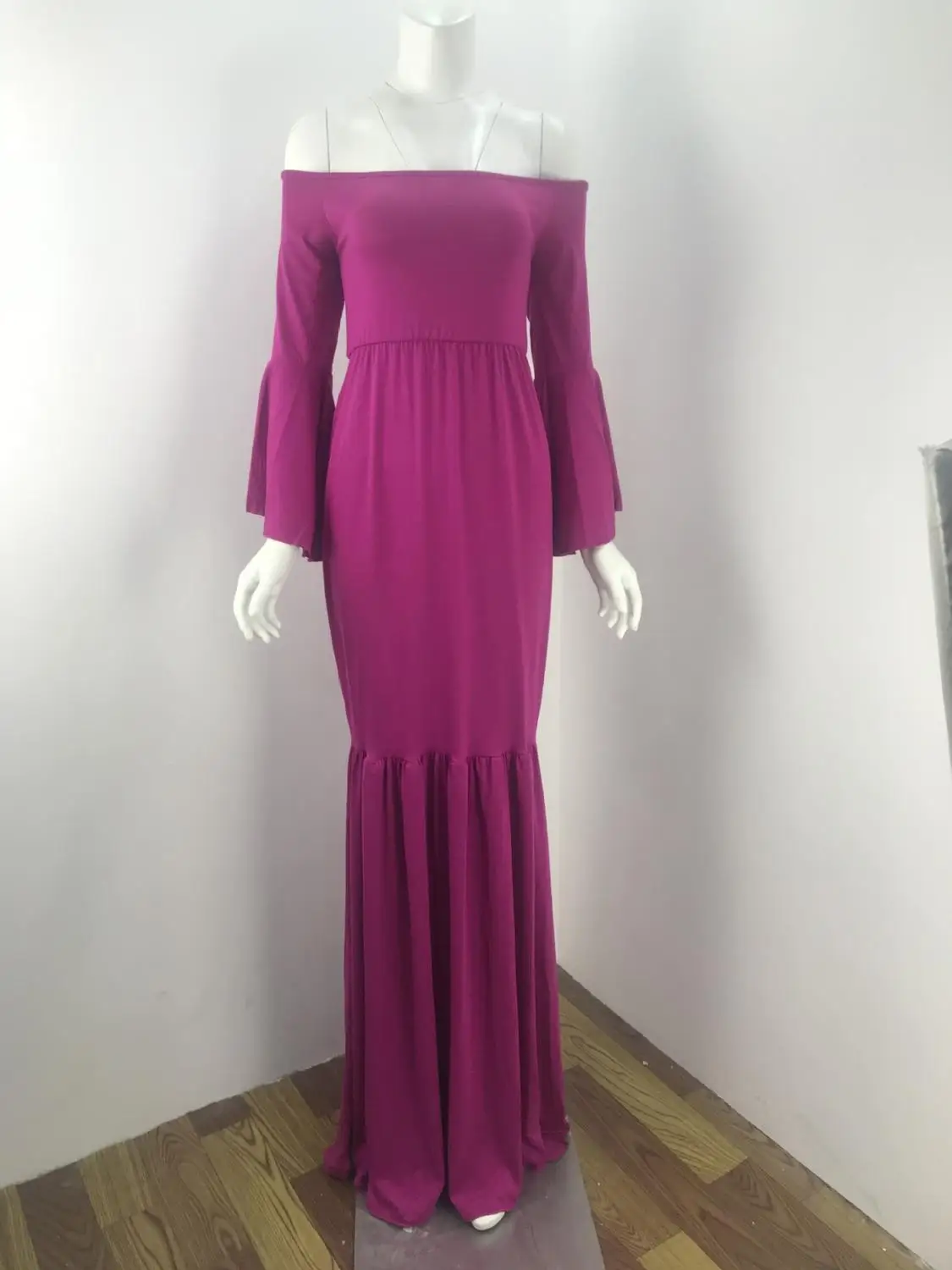 

Long Pregnancy Dress For Pregnant Women Maternity Photography Ruffle sleeves Dresses For Photo Shoot Off Shoulder Photo Props